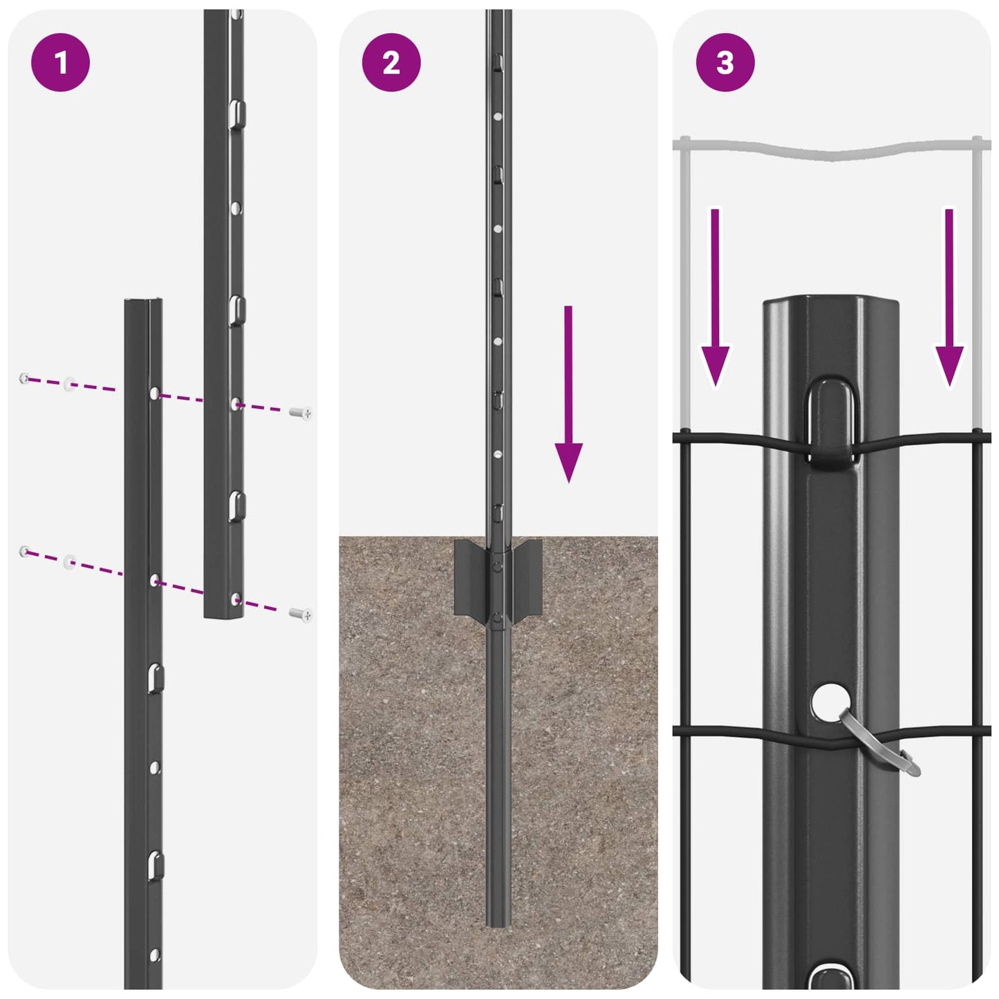 Euro gjerdet med stolpe 10 x 1,2 m PVC-belagt stål Grå Mesh