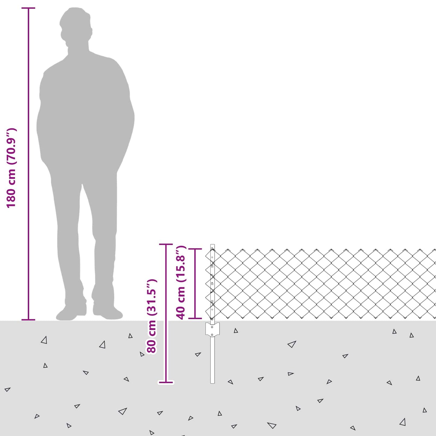 Kjettinggjerde med stolpe 10 x 0,4 m PVC-belagt stål Grønn Mesh