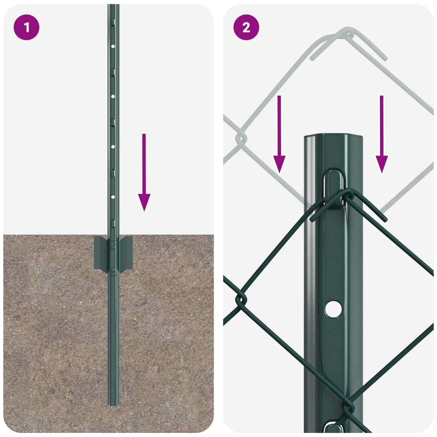 Kjettinggjerde med stolpe 10 x 0,6 m PVC-belagt stål Grønn Mesh