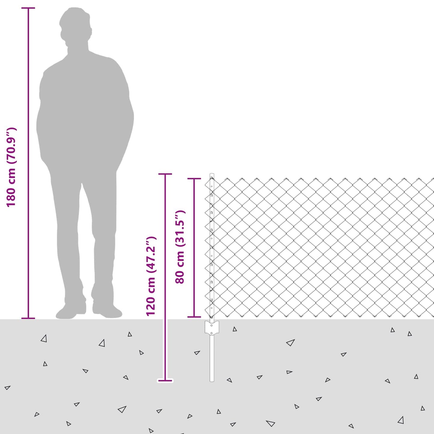 Kjettinggjerde med stolpe 10 x 0,8 m PVC-belagt stål Grønn Mesh