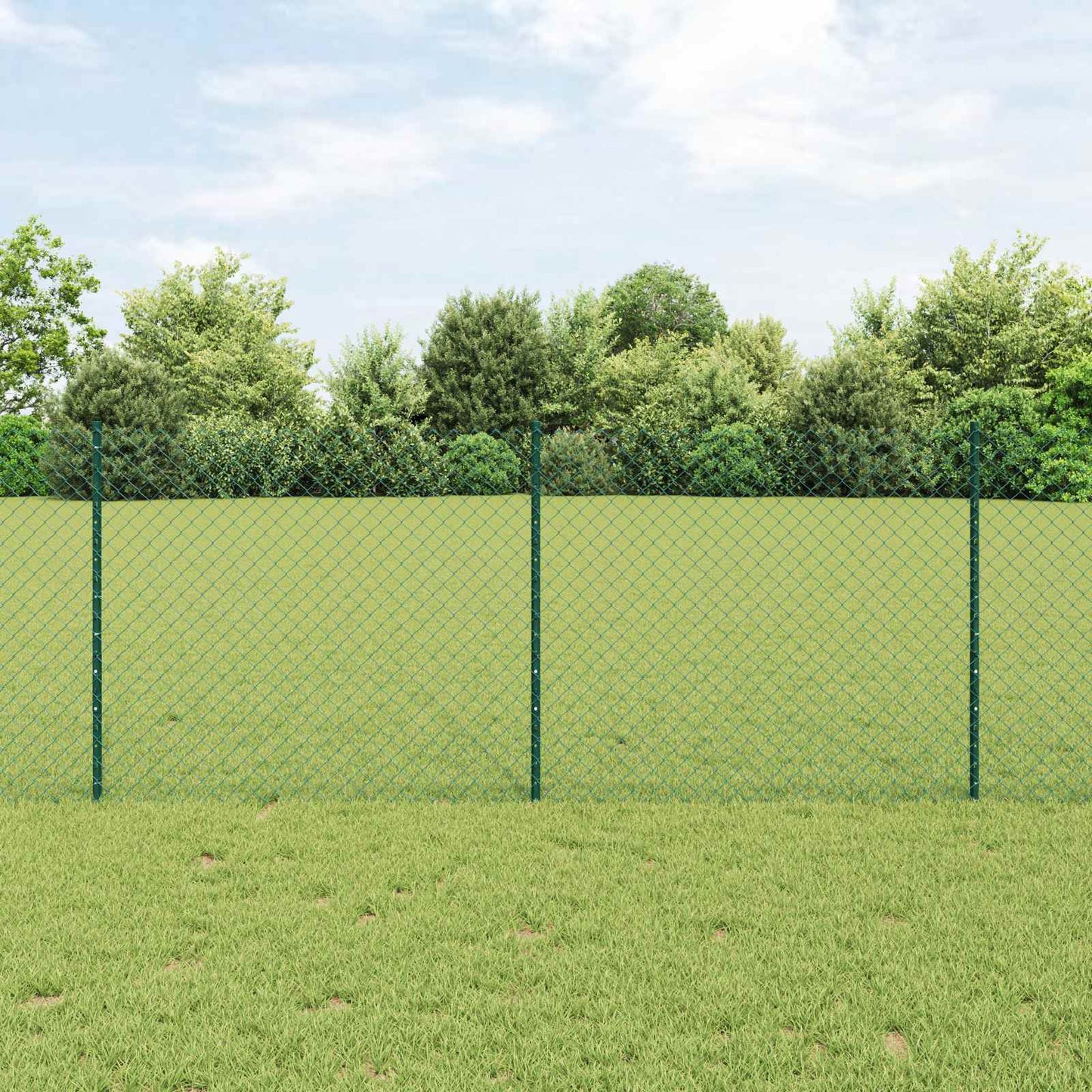 Kjettinggjerde med stolpe 25 x 1 m PVC-belagt stål Grønn Mesh
