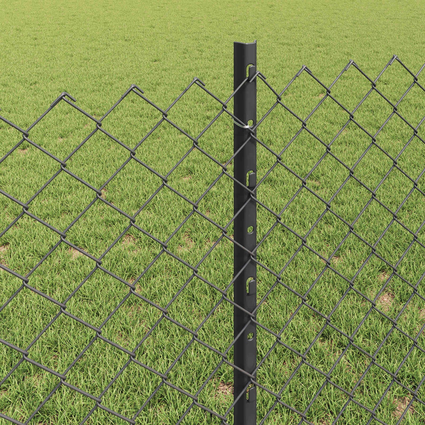 Kjettinggjerde med stolpe 10 x 0,8 m PVC-belagt stål Grå Mesh