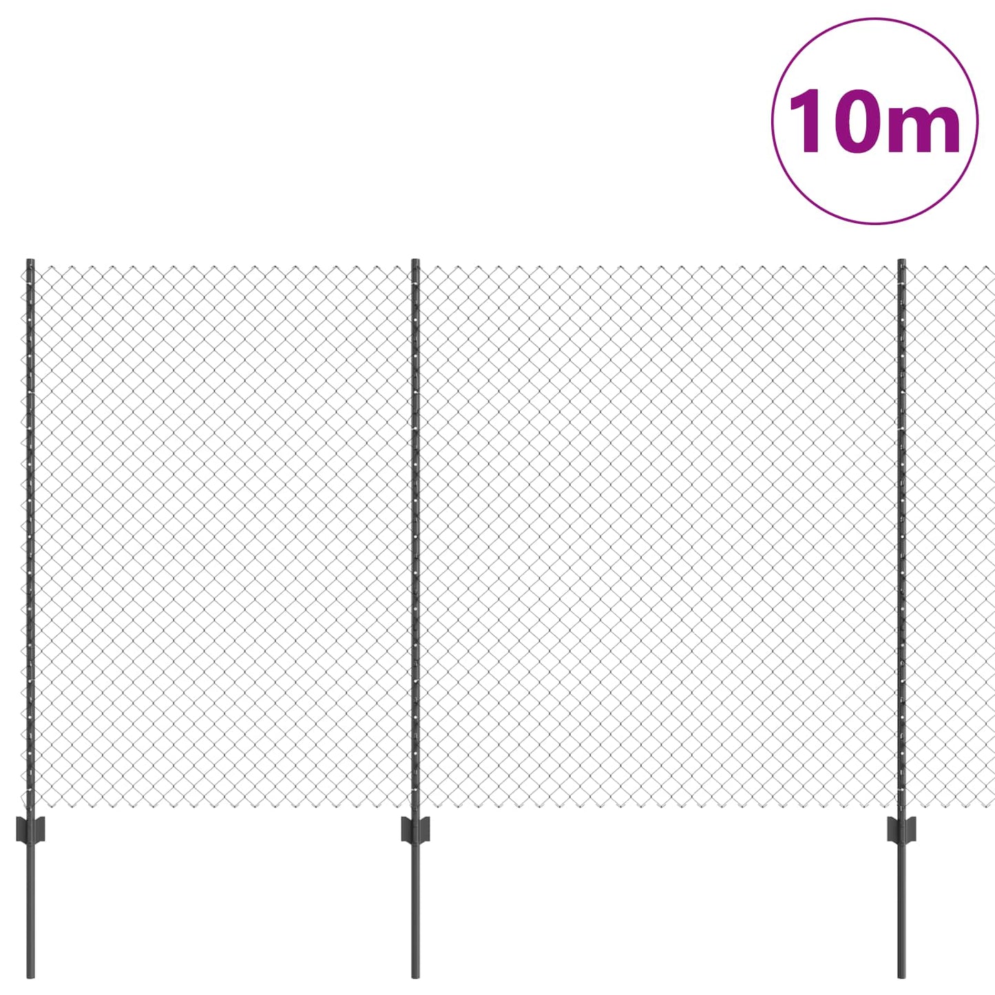 Kjettinggjerde med stolpe 10 x 1,5 m PVC-belagt stål Grå Mesh