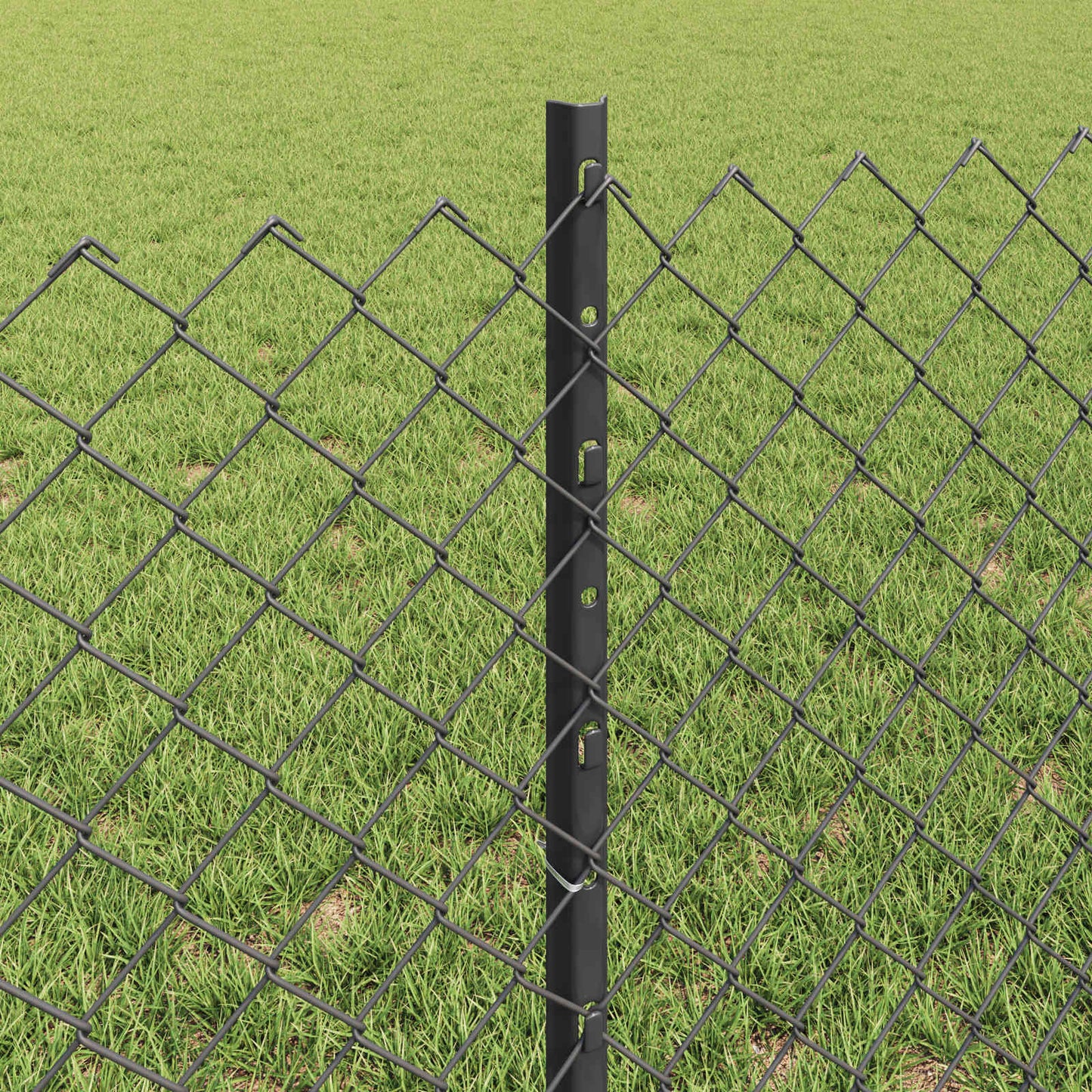 Kjettinggjerde med stolpe 25 x 0,6 m PVC-belagt stål Grå Mesh