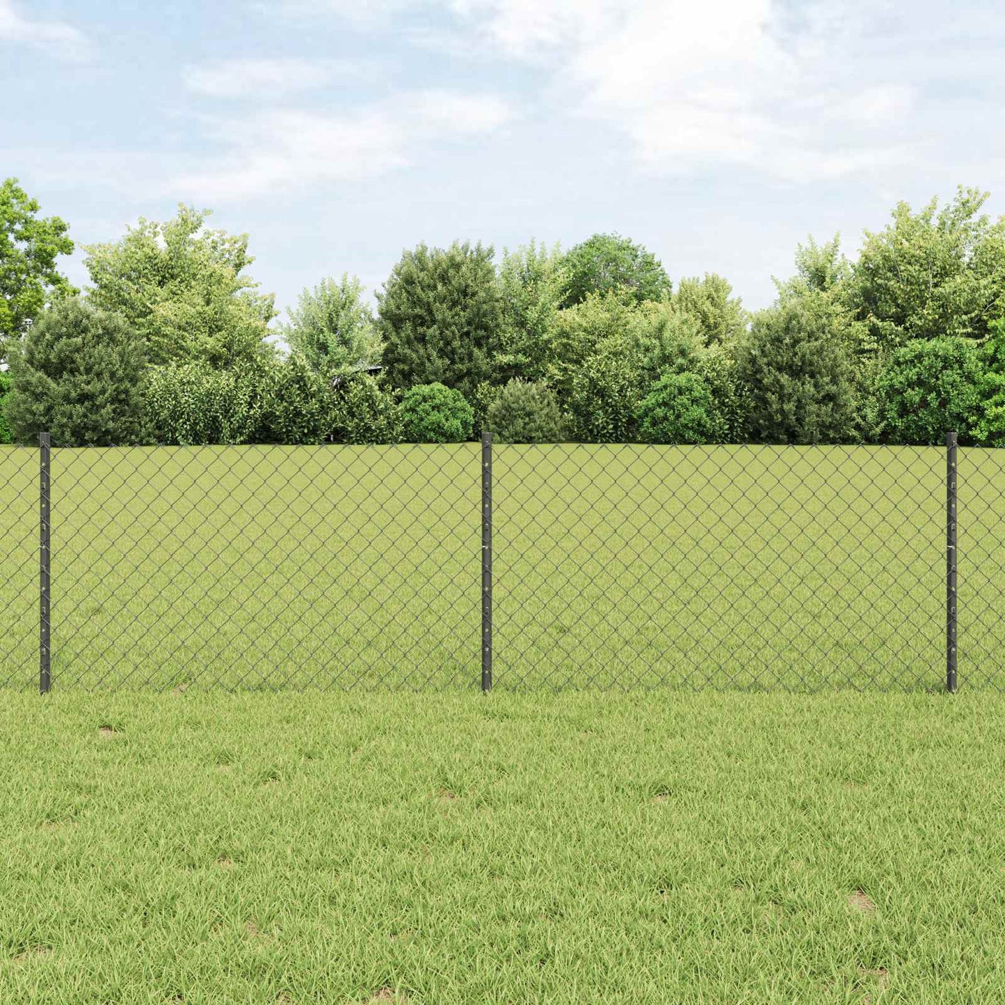 Kjettinggjerde med stolpe 25 x 0,6 m PVC-belagt stål Grå Mesh