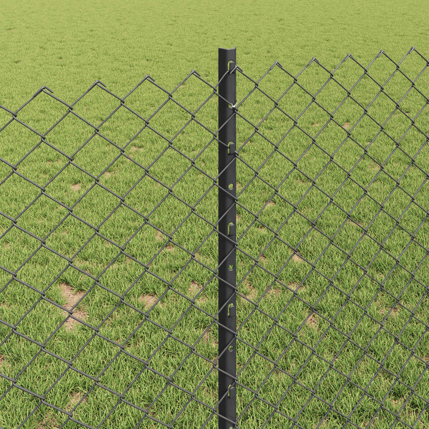 Kjettinggjerde med stolpe 25 x 1 m PVC-belagt stål Grå Mesh