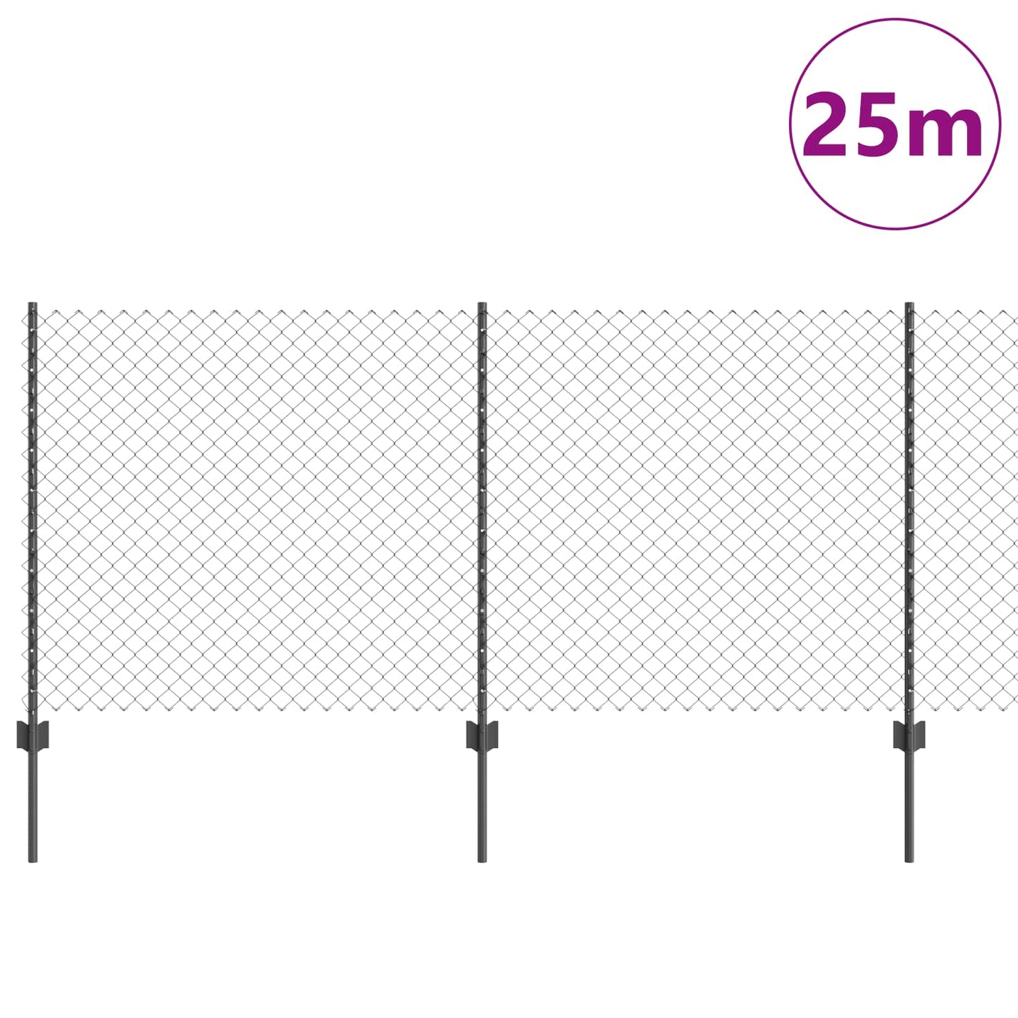 Kjettinggjerde med stolpe 25 x 1 m PVC-belagt stål Grå Mesh