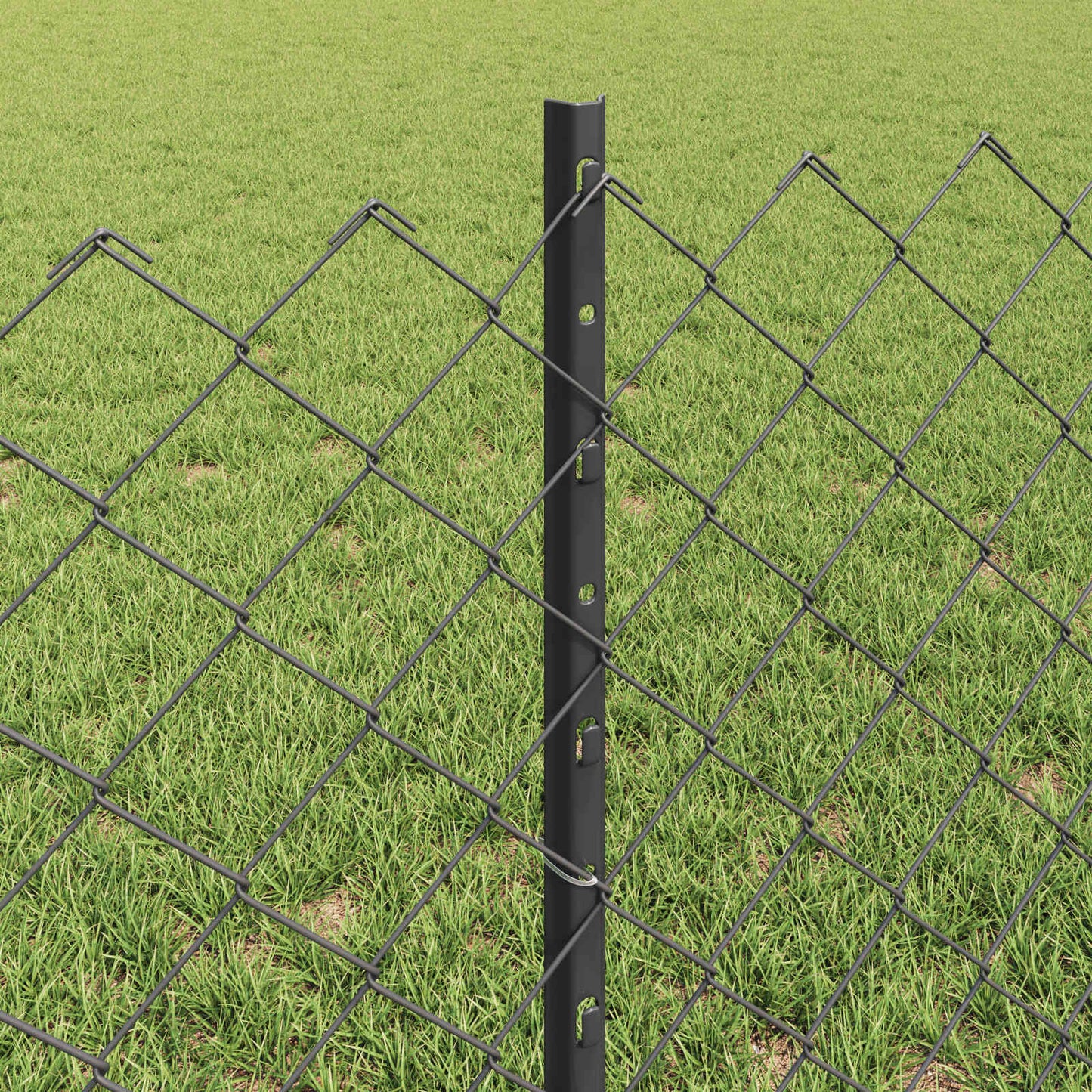 Kjettinggjerde med stolpe 25 x 0,6 m PVC-belagt stål Grå Mesh