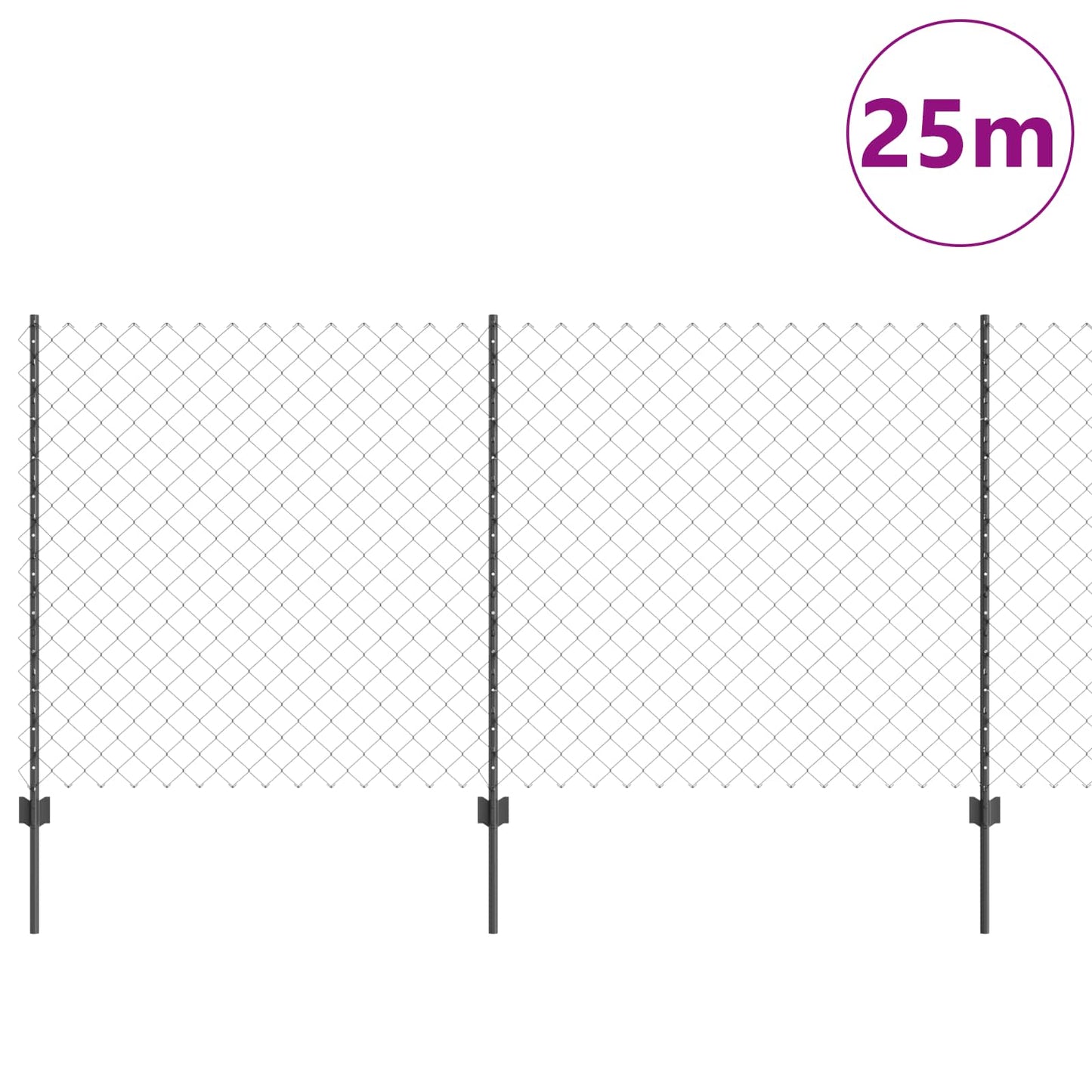 Kjettinggjerde med stolpe 25 x 1,2 m PVC-belagt stål Grå Mesh