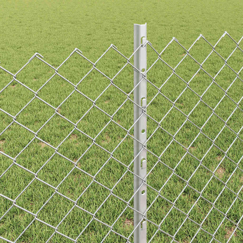 Kjettinggjerde med stolpe 10 x 0,8 m Galvanisert stål Sølv Mesh