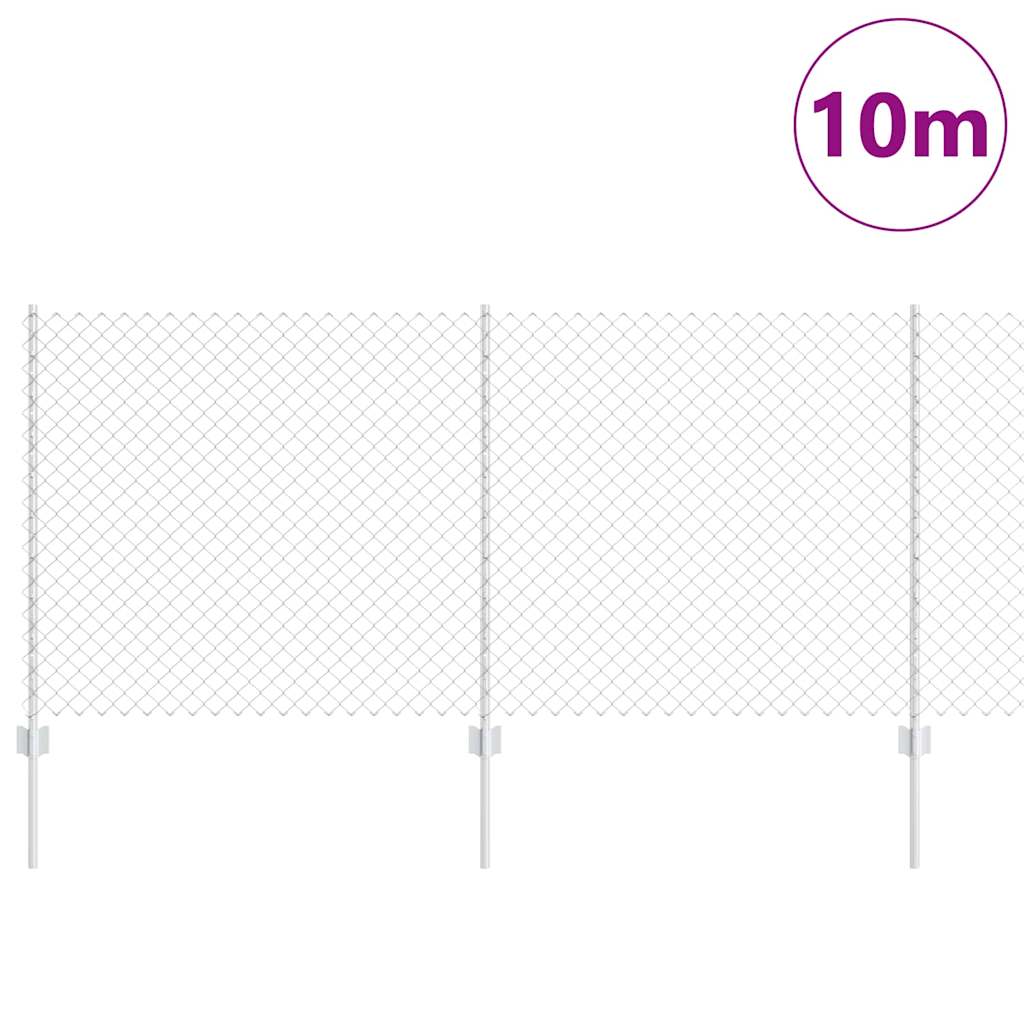 Kjettinggjerde med stolpe 10 x 1 m Galvanisert stål Sølv Mesh