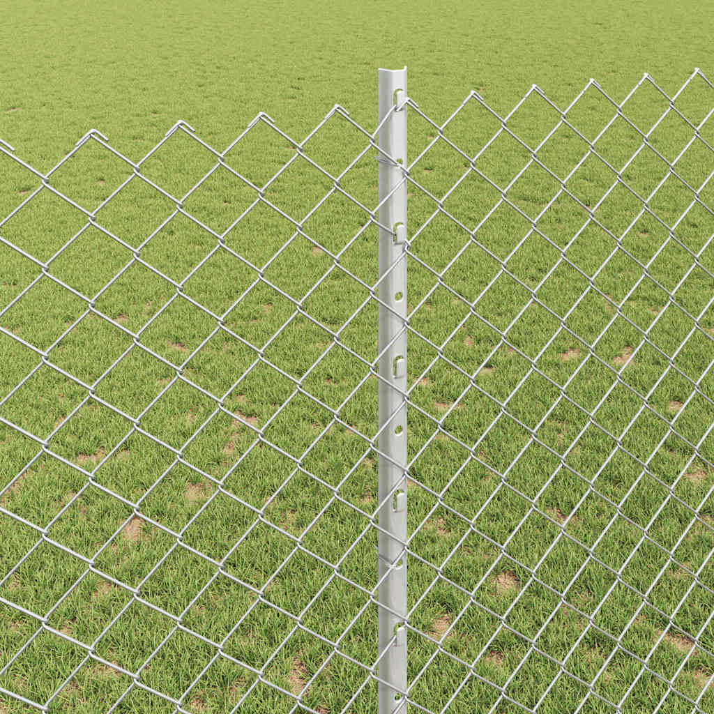 Kjettinggjerde med stolpe 10 x 1,4 m Galvanisert stål Sølv Mesh