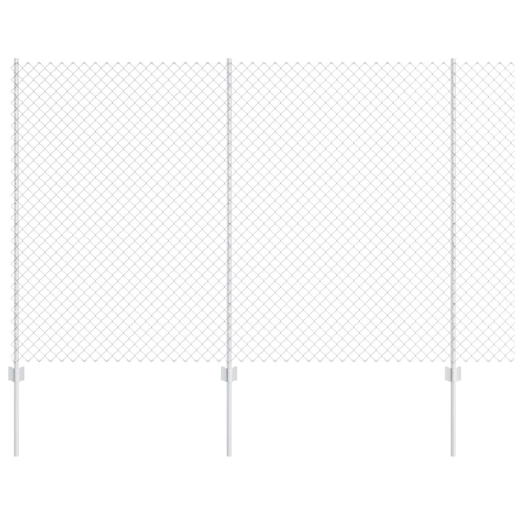 Kjettinggjerde med stolpe 10 x 1,6 m Galvanisert stål Sølv Mesh