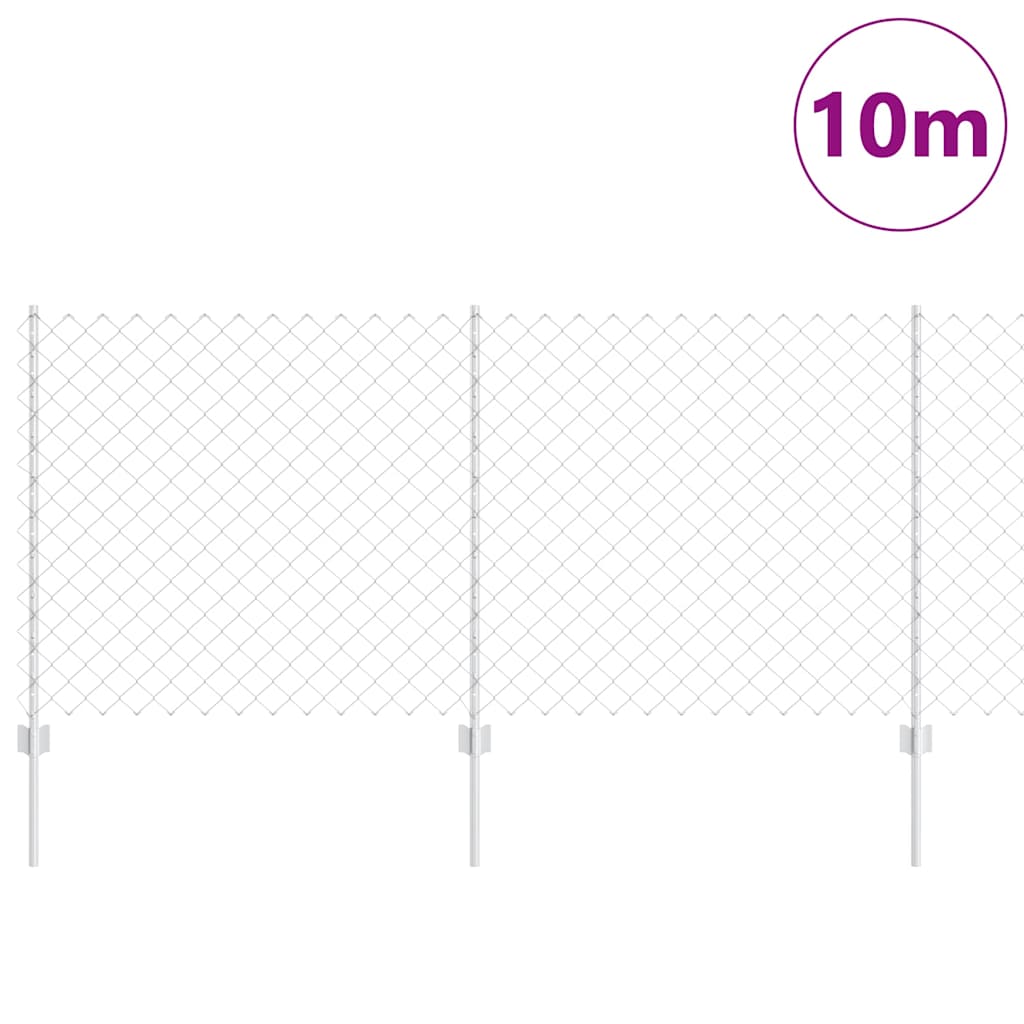 Kjettinggjerde med stolpe 10 x 1 m Galvanisert stål Sølv Mesh