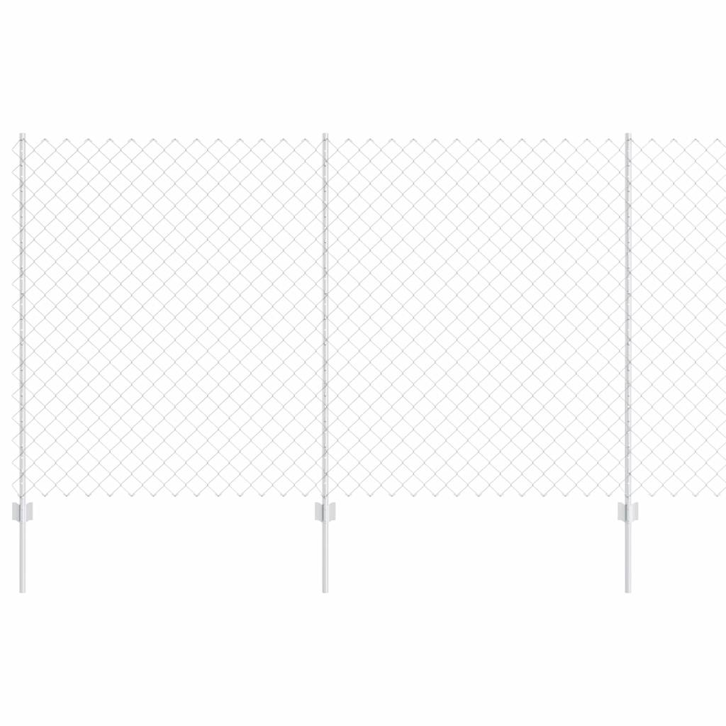 Kjettinggjerde med stolpe 10 x 1,4 m Galvanisert stål Sølv Mesh