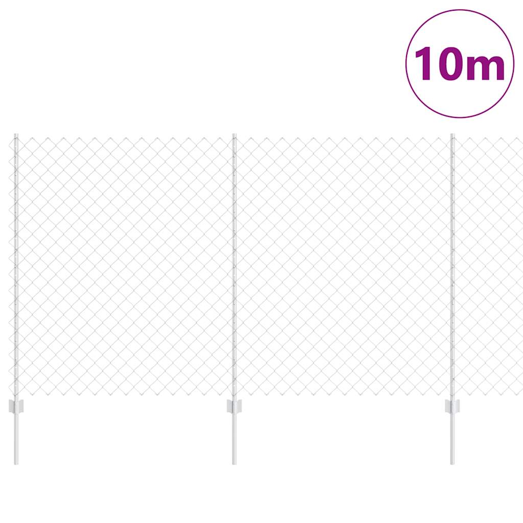 Kjettinggjerde med stolpe 10 x 1,4 m Galvanisert stål Sølv Mesh