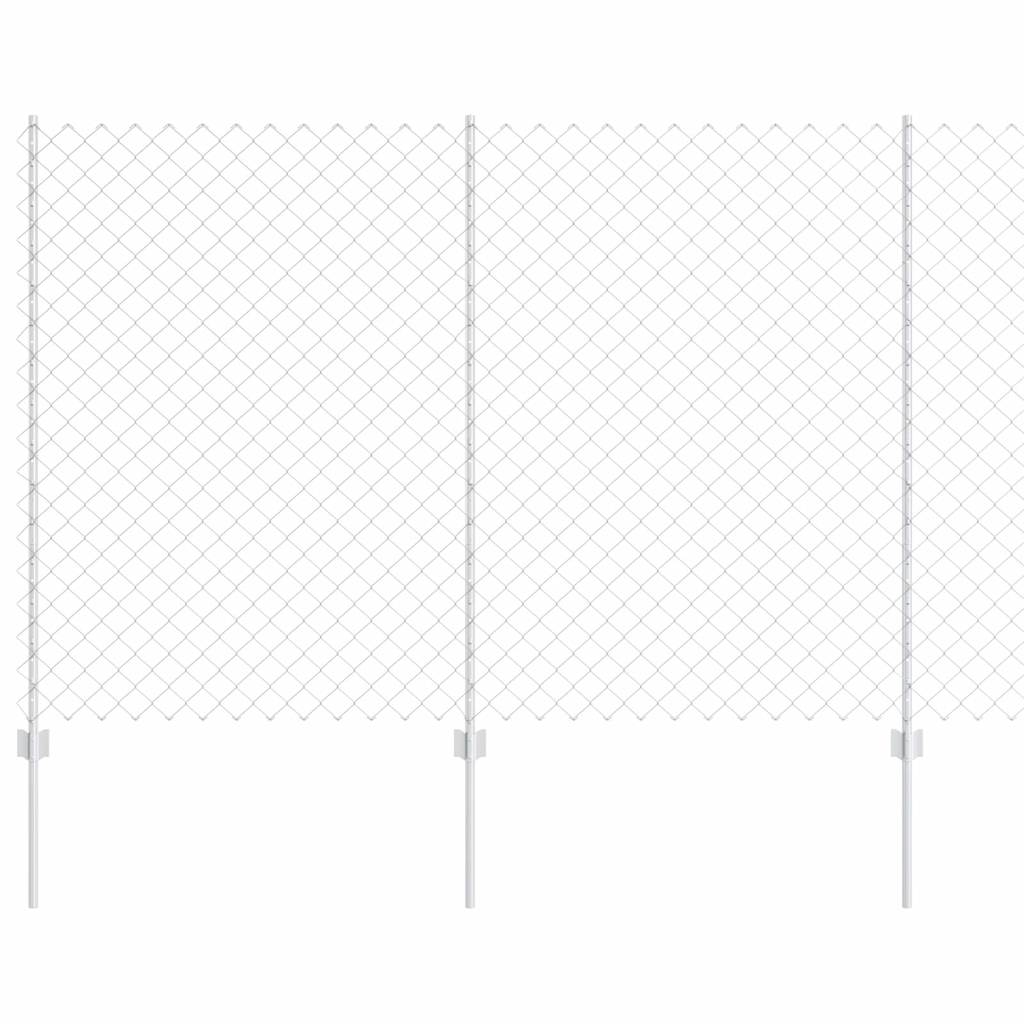 Kjettinggjerde med stolpe 10 x 1,6 m Galvanisert stål Sølv Mesh