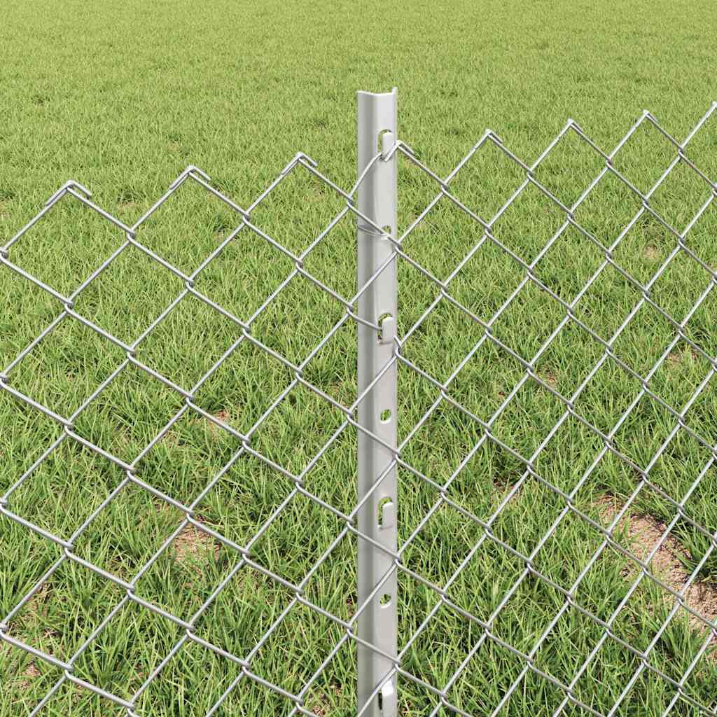 Kjettinggjerde med stolpe 25 x 0,4 m Galvanisert stål Sølv Mesh