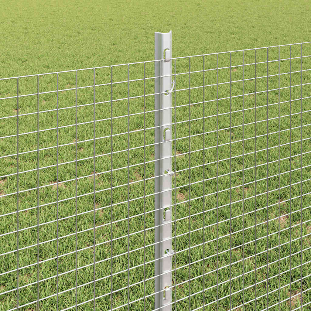 Sveiset trådgjerde med stolper 10 x 0,8 m Galvanisert stål Sølv