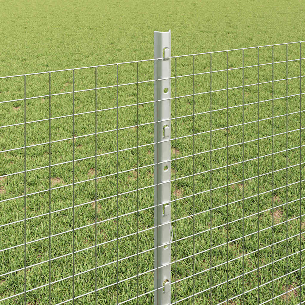 Sveiset trådgjerde med stolper 10 x 0,8 m Galvanisert stål Sølv