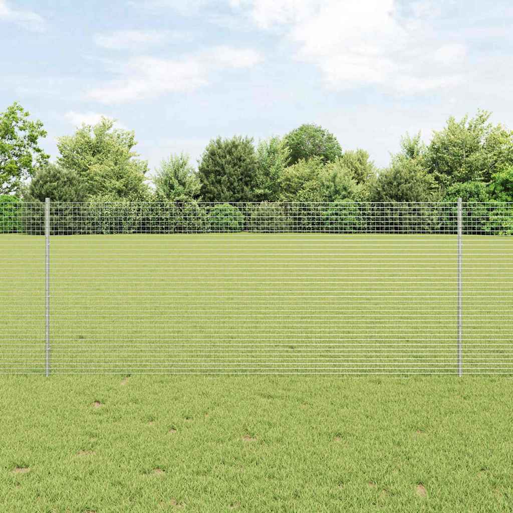 Sveiset trådgjerde med stolper 10 x 1 m Galvanisert stål Sølv