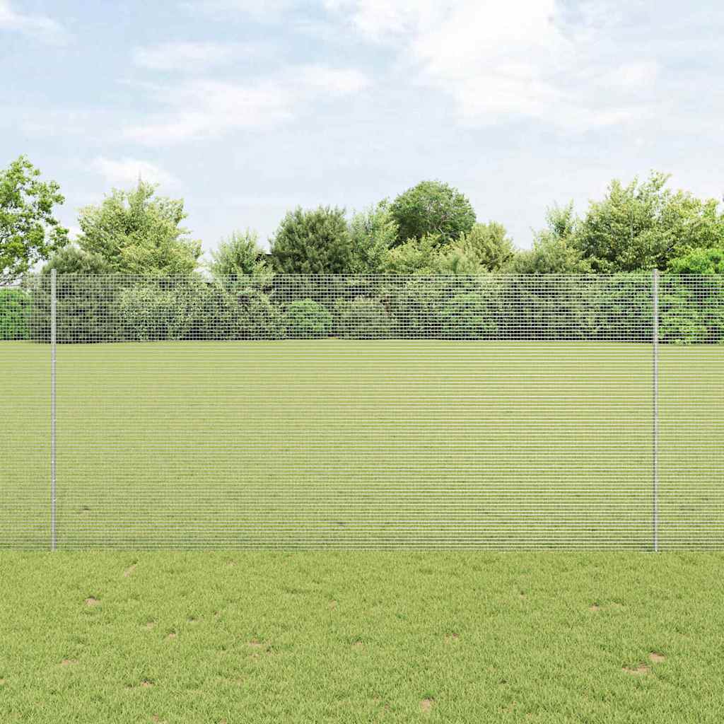 Sveiset trådgjerde med stolper 10 x 1,4 m Galvanisert stål Sølv