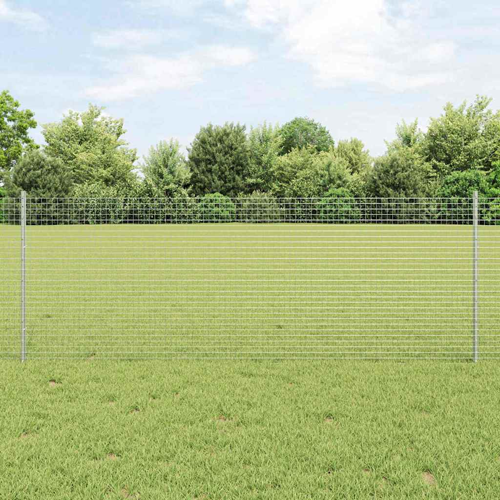 Sveiset trådgjerde med stolper 25 x 0,8 m Galvanisert stål Sølv