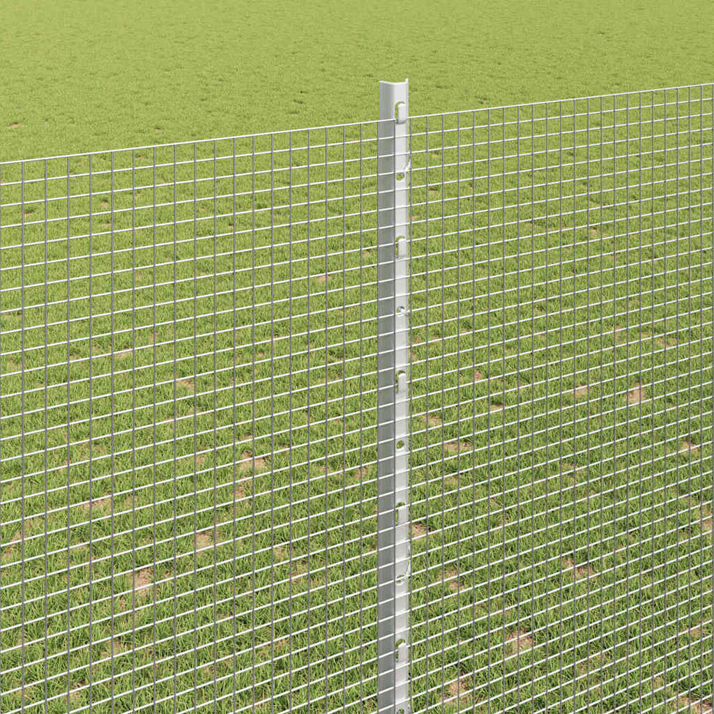Sveiset trådgjerde med stolper 25 x 1,6 m Galvanisert stål Sølv