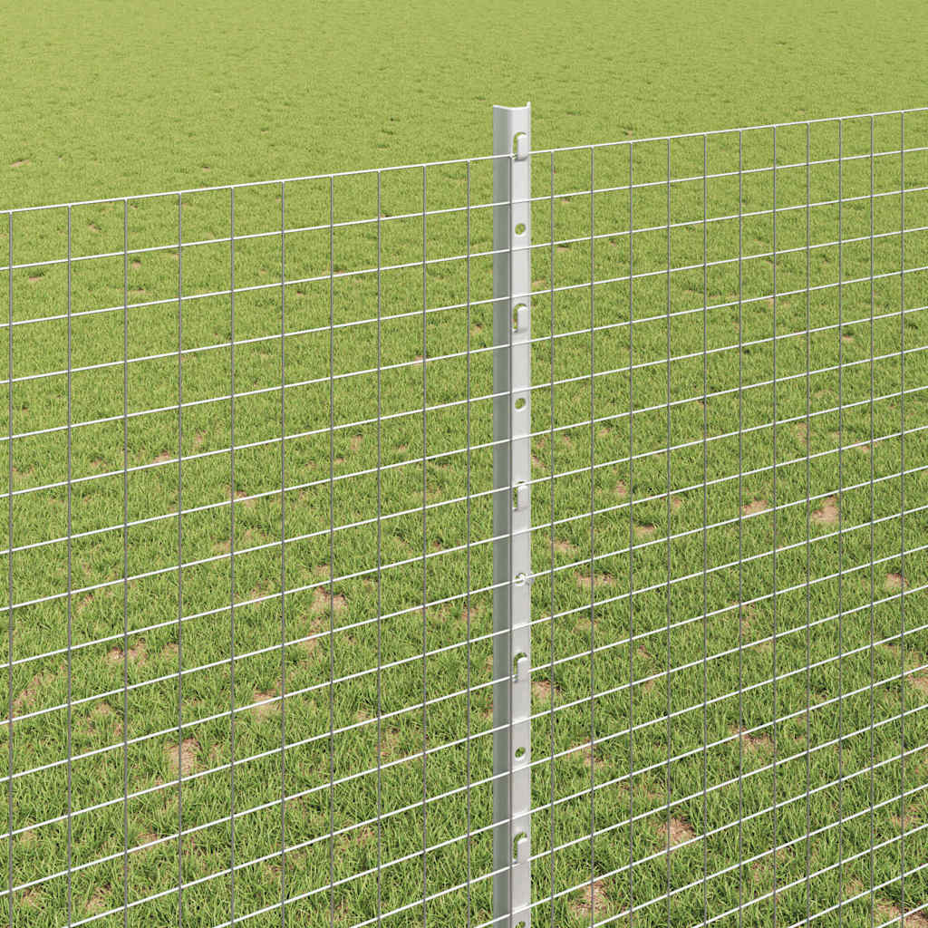 Sveiset trådgjerde med stolper 25 x 1,6 m Galvanisert stål Sølv