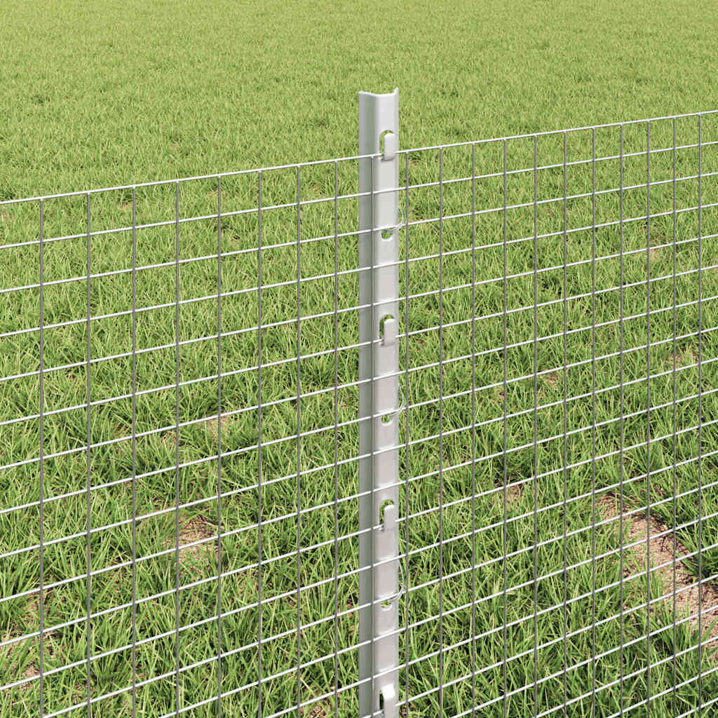 Sveiset trådgjerde med stolper 50 x 0,4 m Galvanisert stål Sølv