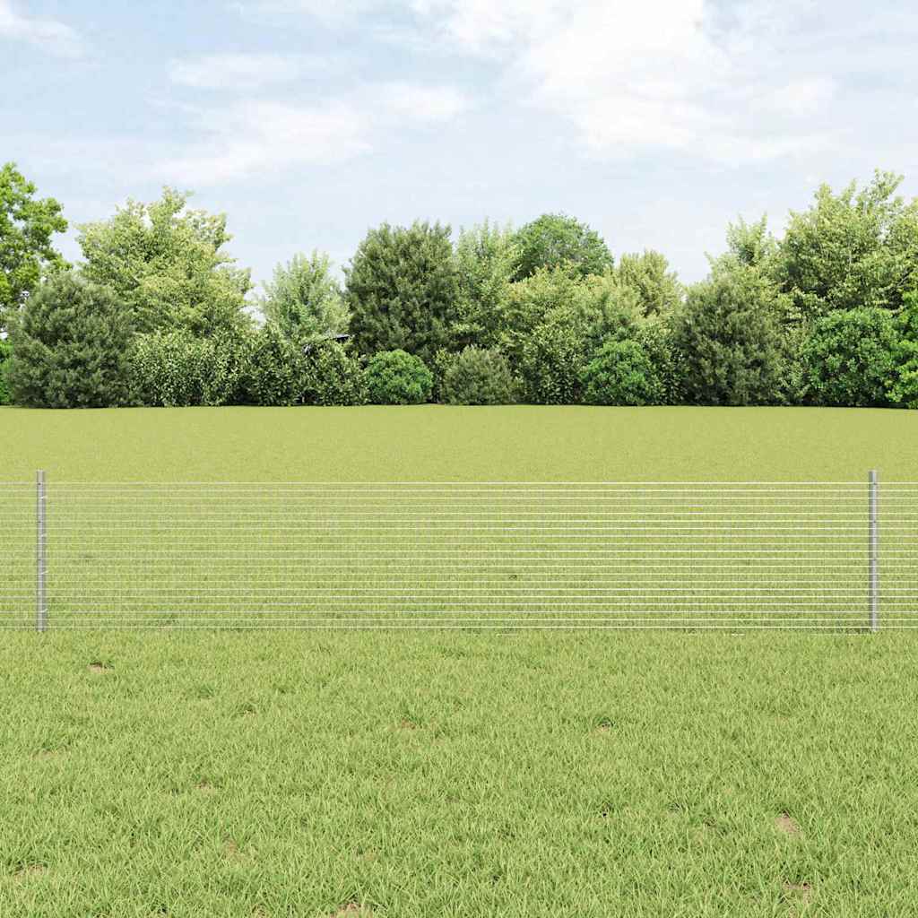 Sveiset trådgjerde med stolper 50 x 0,4 m Galvanisert stål Sølv