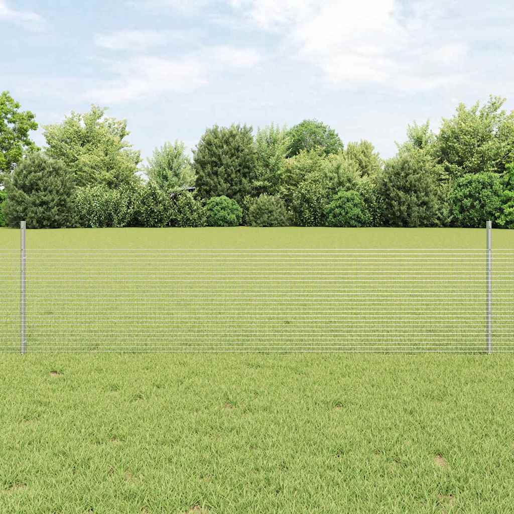 Sveiset trådgjerde med stolper 50 x 0,5 m Galvanisert stål Sølv