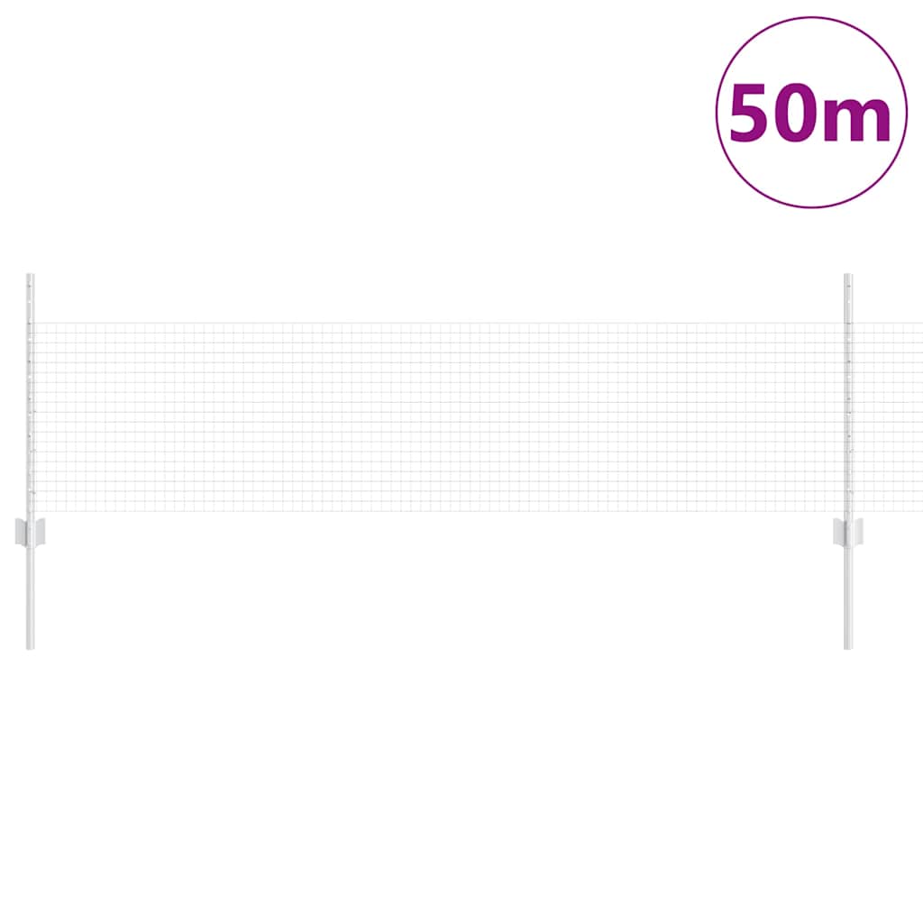 Sveiset trådgjerde med stolper 50 x 0,5 m Galvanisert stål Sølv