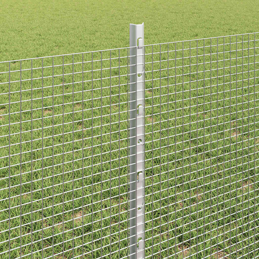 Sveiset trådgjerde med stolper 50 x 0,6 m Galvanisert stål Sølv