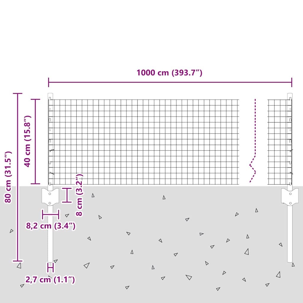 Sveiset trådgjerde med stolper 10 x 0,4 m PVC-belagt stål Grønn