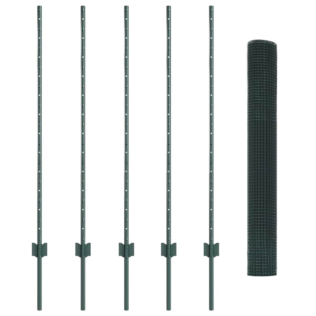 Sveiset trådgjerde med stolper 10 x 1,2 m PVC-belagt stål Grønn