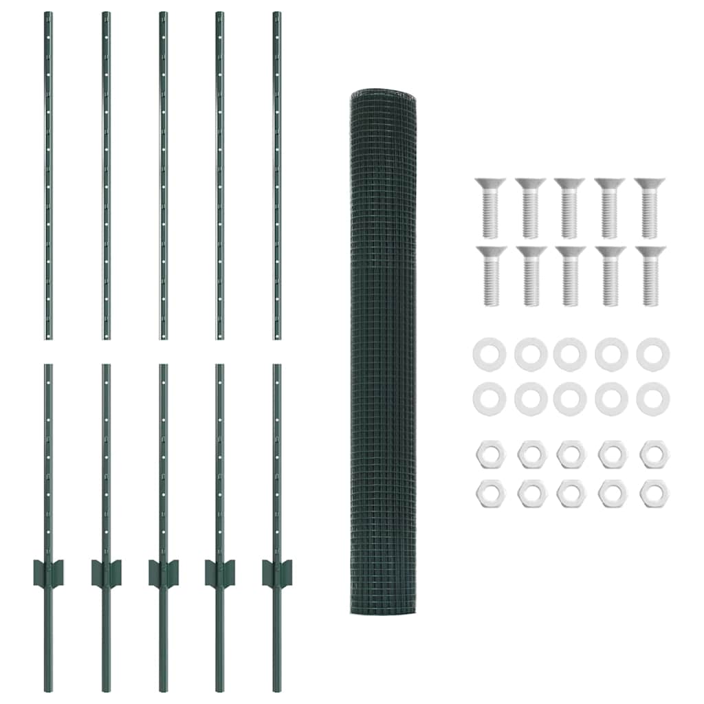 Sveiset trådgjerde med stolper 10 x 1,2 m PVC-belagt stål Grønn