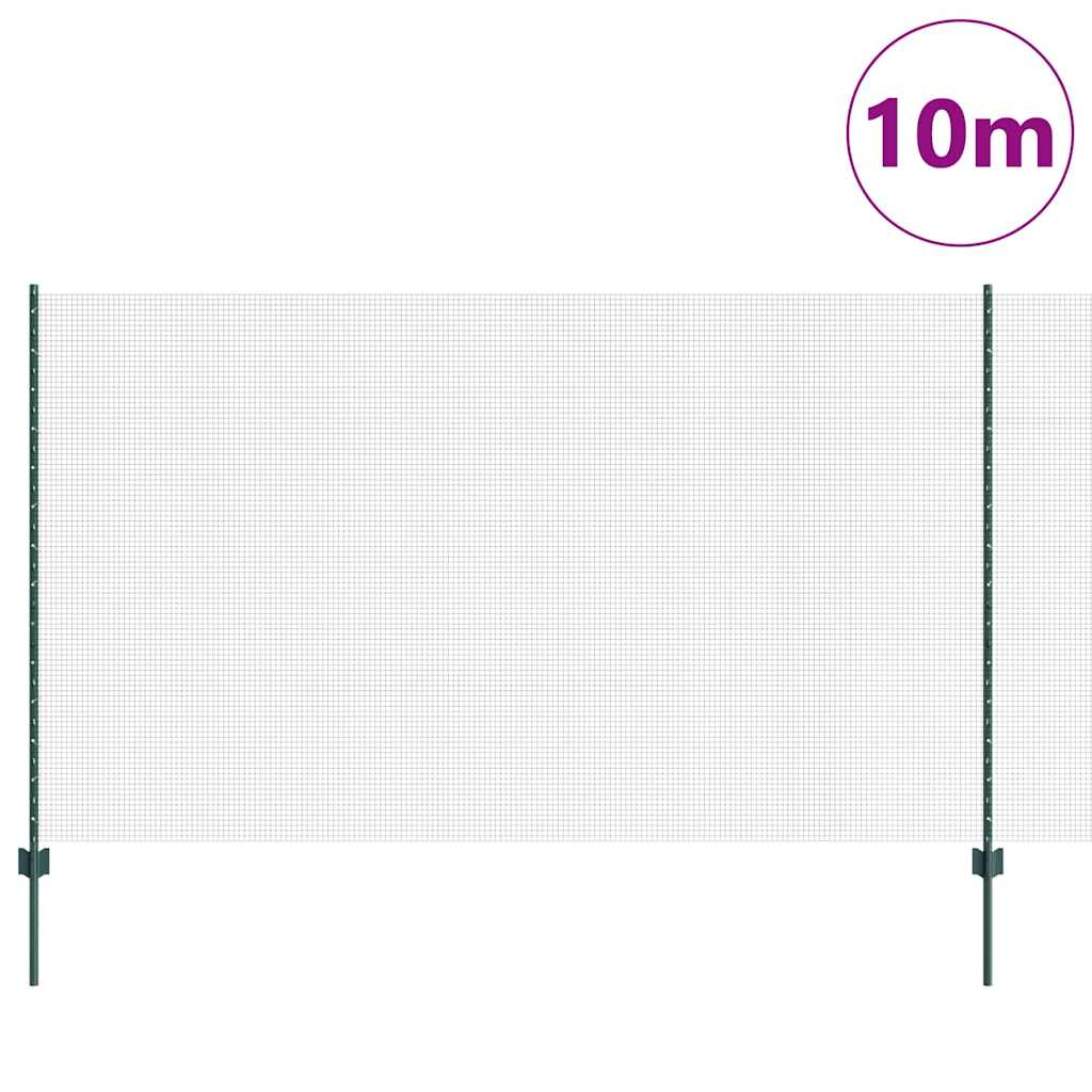 Sveiset trådgjerde med stolper 10 x 1,4 m PVC-belagt stål Grønn
