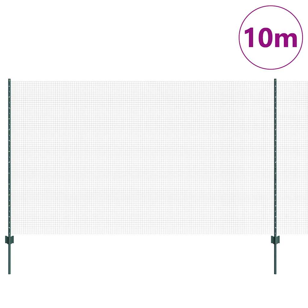 Sveiset trådgjerde med stolper 10 x 1,4 m PVC-belagt stål Grønn