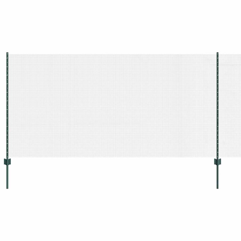 Sveiset trådgjerde med stolper 25 x 1,2 m PVC-belagt stål Grønn