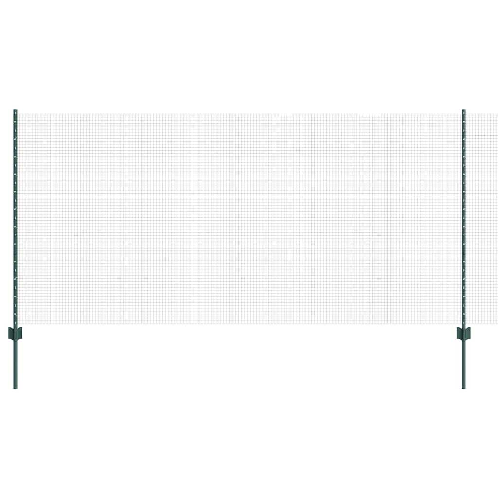 Sveiset trådgjerde med stolper 25 x 1,2 m PVC-belagt stål Grønn