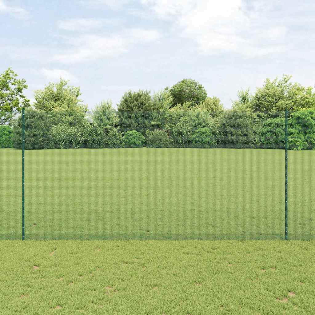 Sveiset trådgjerde med stolper 25 x 1,6 m PVC-belagt stål Grønn