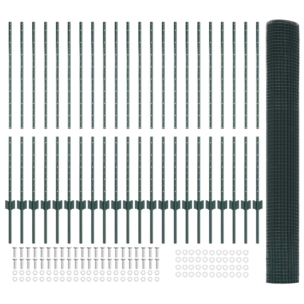 Sveiset trådgjerde med stolper 50 x 1,2 m PVC-belagt stål Grønn