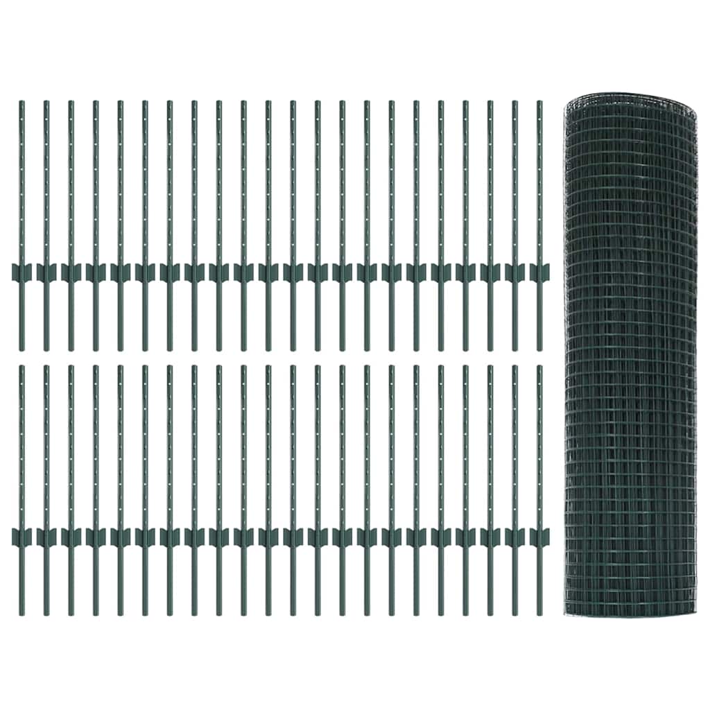 Sveiset trådgjerde med stolper 100 x 0,5 m PVC-belagt stål Mesh