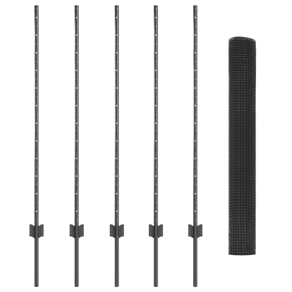 Sveiset trådgjerde med stolper 10 x 1,2 m PVC-belagt stål Grå