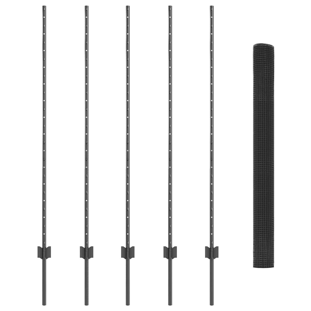 Sveiset trådgjerde med stolper 10 x 1,4 m PVC-belagt stål Grå