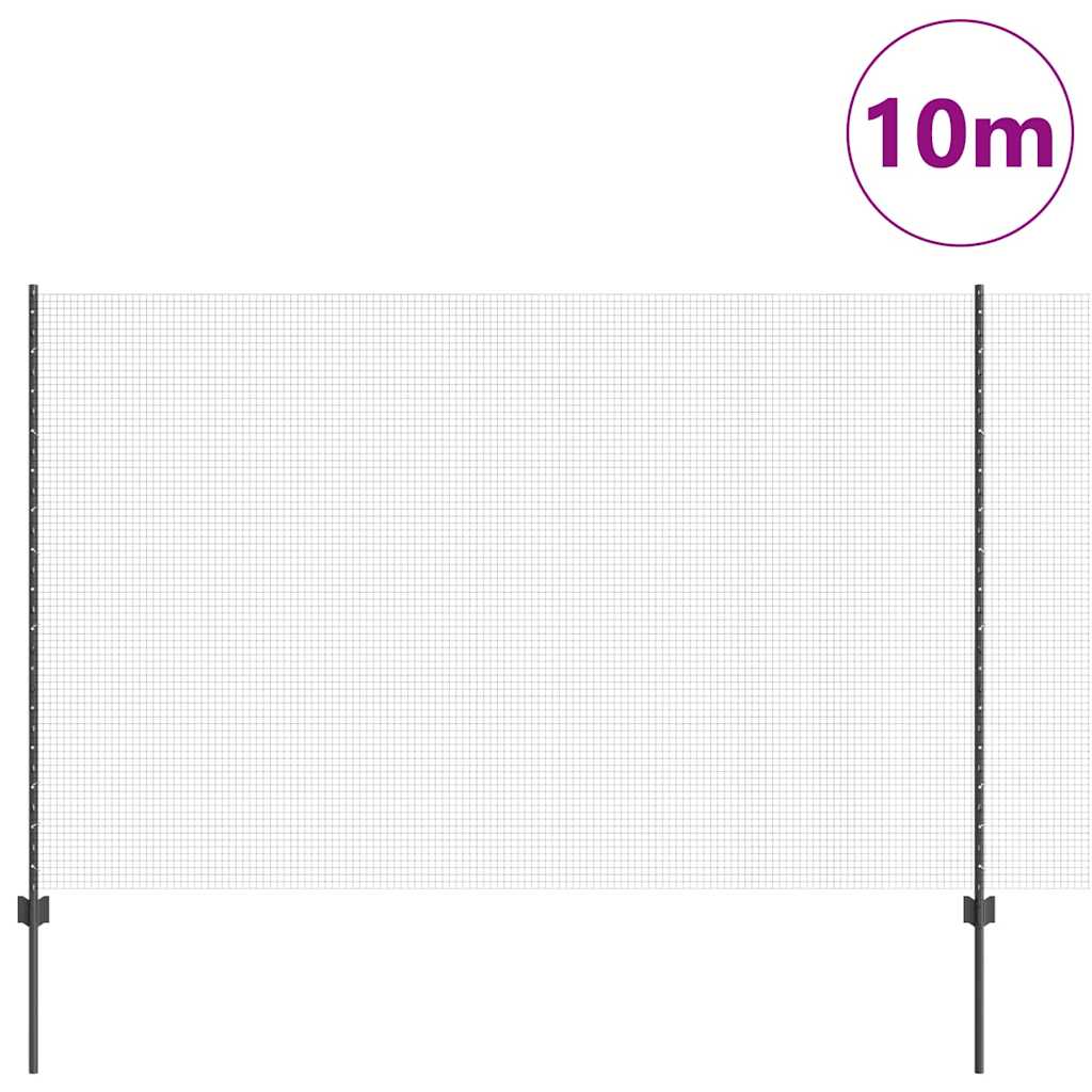 Sveiset trådgjerde med stolper 10 x 1,5 m PVC-belagt stål Grå