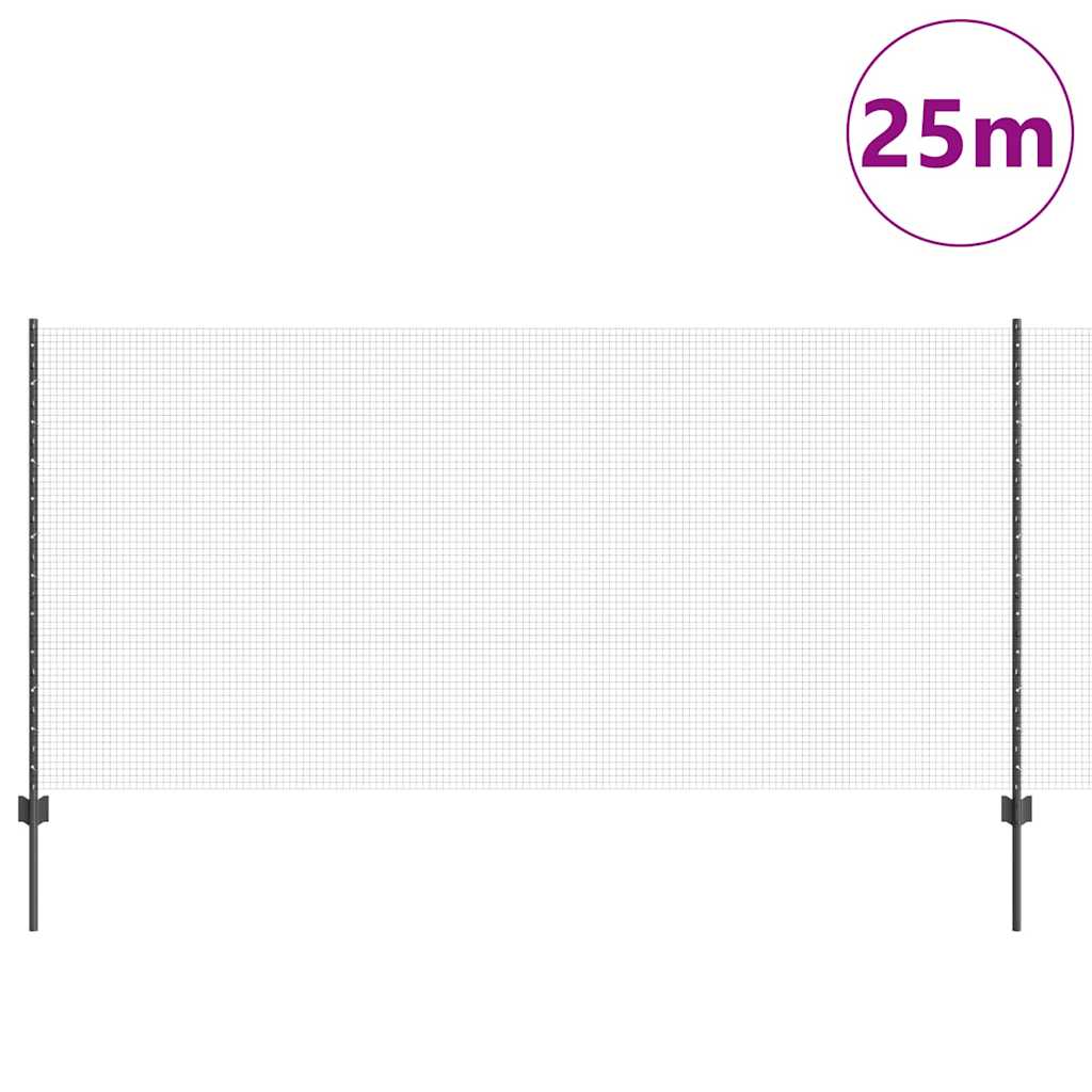 Sveiset trådgjerde med stolper 25 x 1,2 m PVC-belagt stål Grå