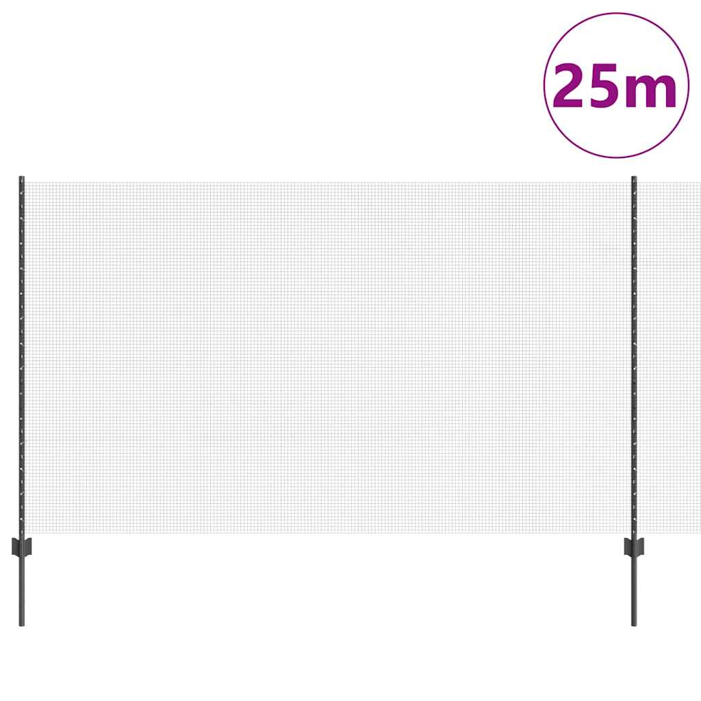 Sveiset trådgjerde med stolper 25 x 1,4 m PVC-belagt stål Grå