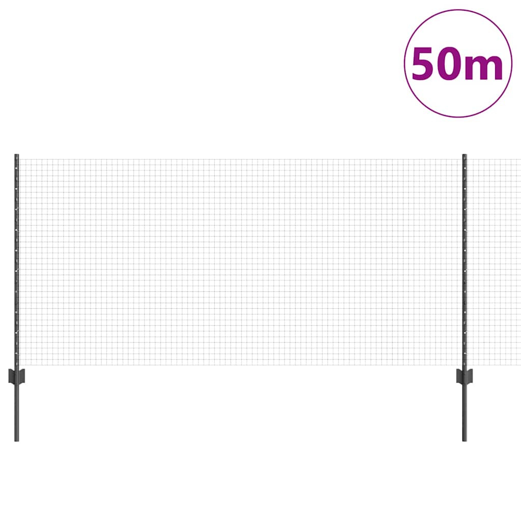 Sveiset trådgjerde med stolper 50 x 1 m PVC-belagt stål Grå